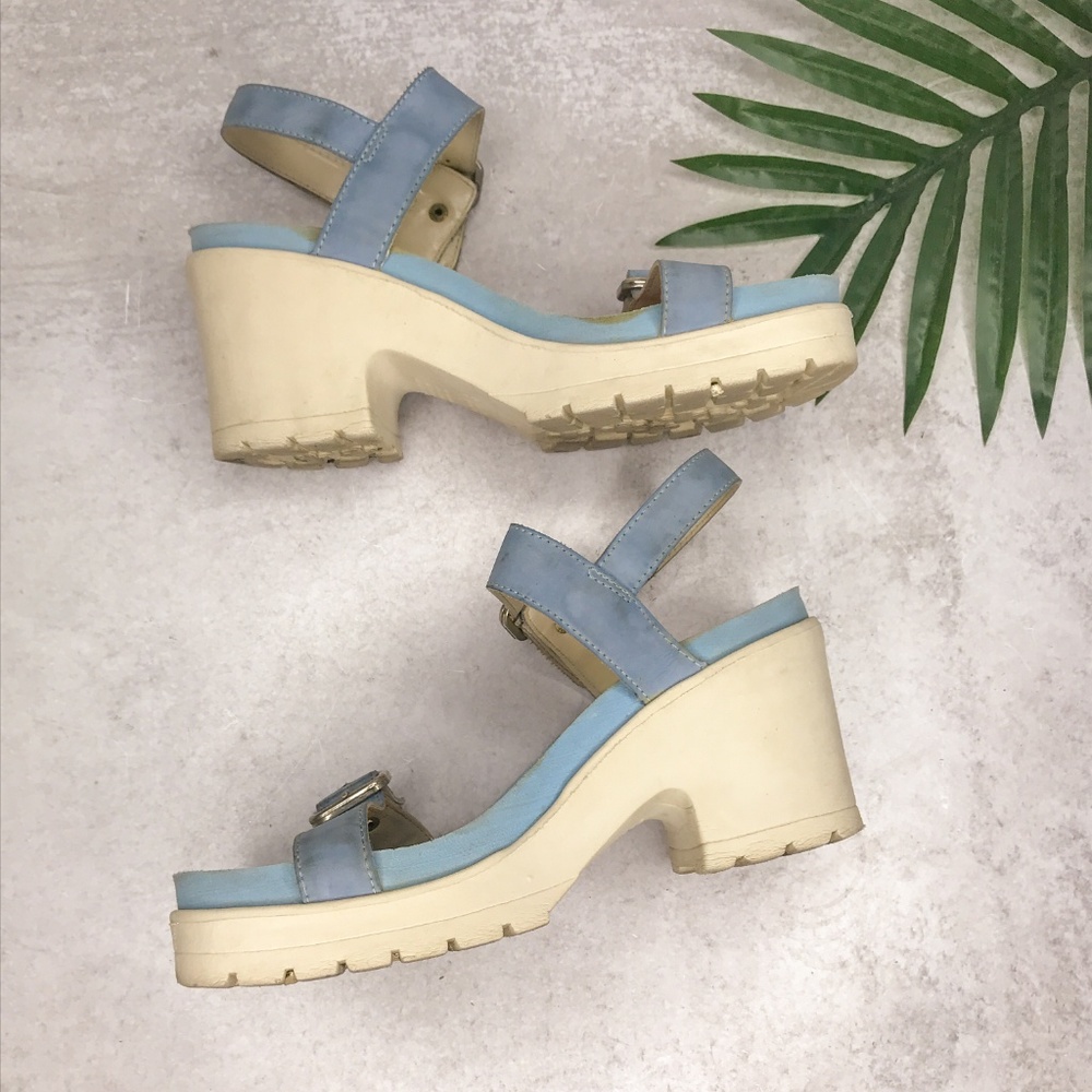 Dijean Blue & White Foam Platform Sandals Size 38 - Picture 5 of 8